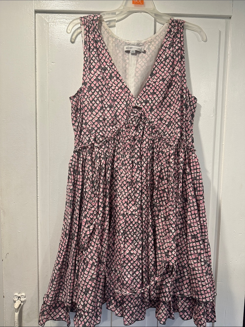 See By Chloé Pink and grey Printed Midi Dress